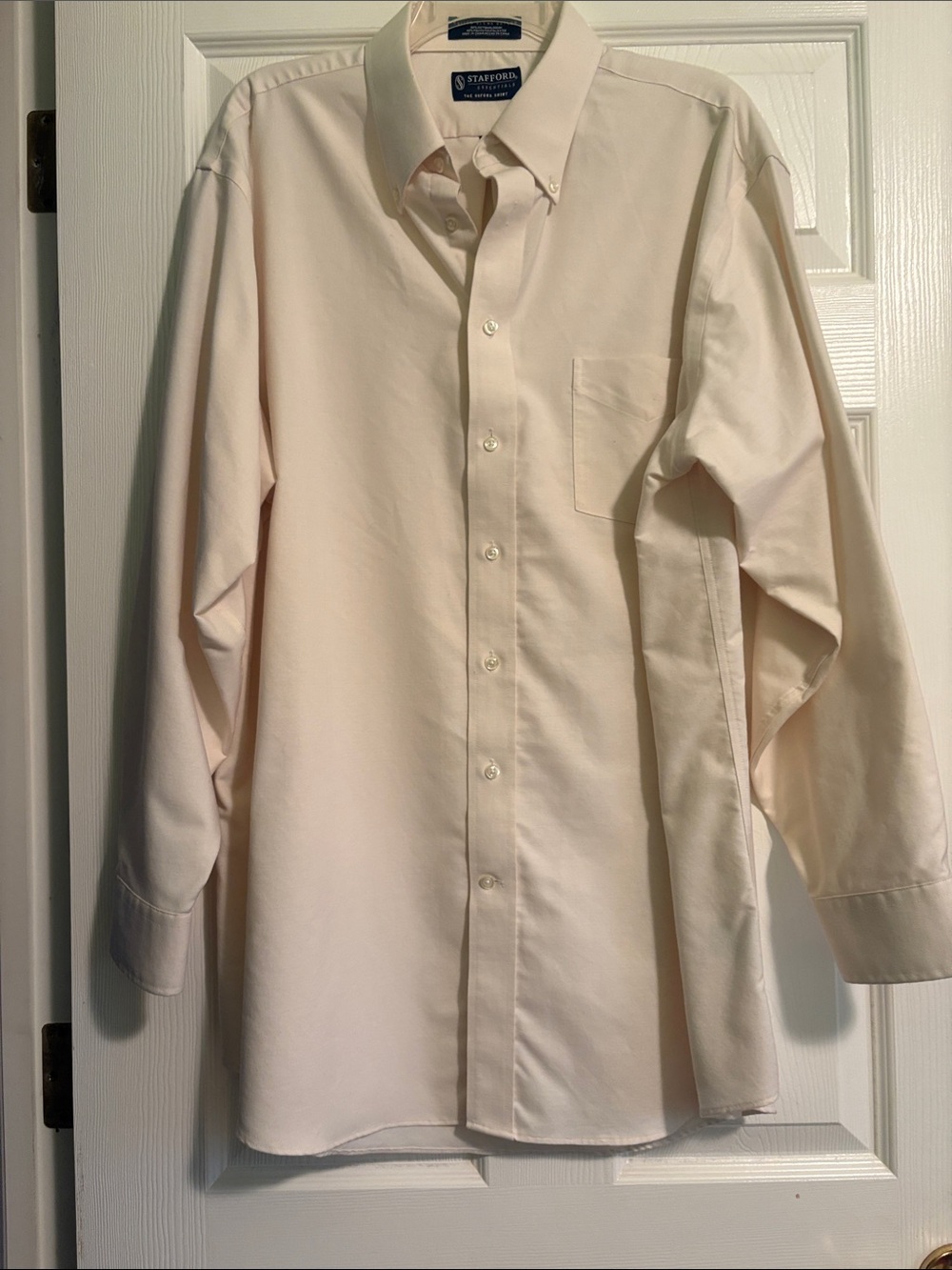 Stafford Men's Button-Down Dress Shirt in Cream